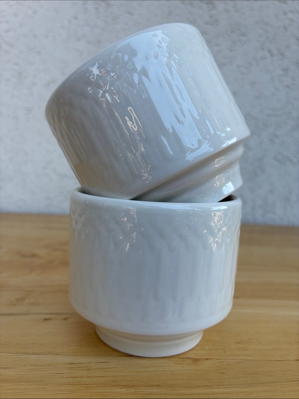 Homer Laughlin China Pristine White Textured Ceramic Stackable cups